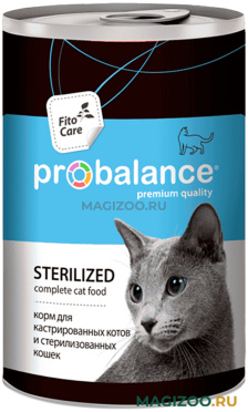 Влажный корм (консервы) PROBALANCE CAT STERILIZED для взрослых кастрированных котов и стерилизованных кошек с курицей 70062 (415 гр)