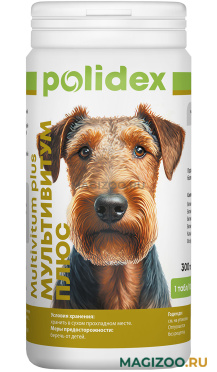 POLIDEX MULTIVITUM PLUS поливитаминный комплекс для собак для профилактики авитаминоза 300 табл в 1 уп (1 уп)
