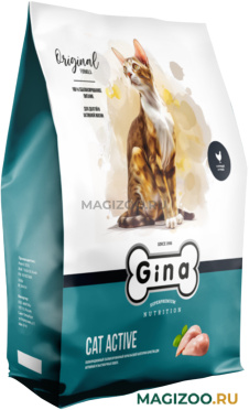 Сухой корм GINA ADULT CAT ACTIVE для активных и выставочных взрослых кошек с курицей и рисом 01845 (18 кг)