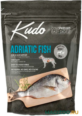 Сухой корм KUDO ADULT MEDIUM & MAXI ADRIATIC FISH для взрослых собак средних и крупных пород c адриатической рыбой (3 кг)
