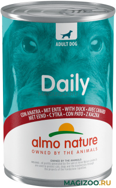 Влажный корм (консервы) ALMO NATURE DOG DAILY MENU для взрослых собак с уткой  (400 гр)