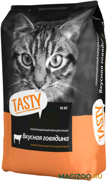Сухой корм TASTY для взрослых кошек с говядиной (10 кг)