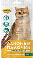 Лакомство МНЯМС для кошек колбаски с цыпленком и печенью (1 шт)