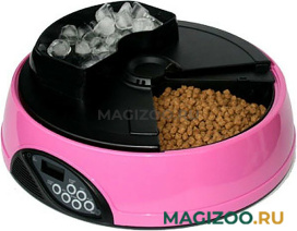 Автоматическая кормушка для кошек и собак на 4 кормления с ЖК-дисплеем и емкостью для льда Feed-Ex, розовая (1 шт)