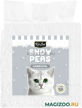 KIT CAT SNOW PEAS CHARCOAL наполнитель комкующийся биоразлагаемый на основе горохового шрота для туалета кошек c активированным углем (12 л)