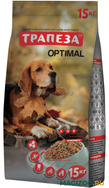 Сухой корм ТРАПЕЗА ОПТИМАЛЬ для взрослых собак всех пород живущих дома (15 кг)