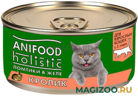Влажный корм (консервы) ANIFOOD HOLISTIC для кошек ломтики в желе с кроликом (100 гр)