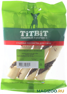 Лакомство TIT BIT для собак палочки витые с начинкой 45 гр (1 шт)