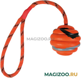 Игрушка для собак Trixie Мяч на веревке оранжевый/черный резина 6 см 30 см (1 шт)