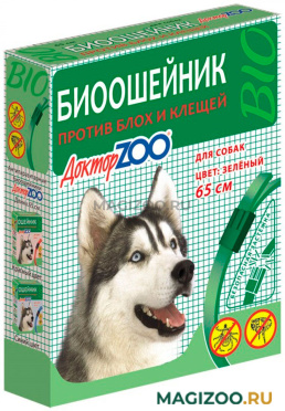 ДОКТОР ZOO биоошейник для собак от блох и клещей зеленый 65 см (1 шт)