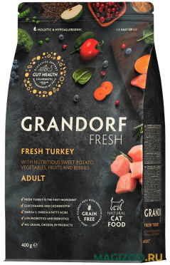 Сухой корм GRANDORF FRESH GRAIN FREE CAT ADULT TURKEY & SWEET POTATO беззерновой для взрослых кошек с индейкой и бататом (0,4 кг)