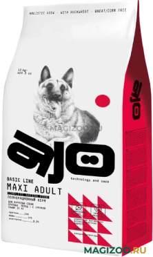 Сухой корм AJO DOG BASIC LINE MAXI ADULT для взрослых собак крупных пород с олениной, индейкой и гречкой (12 кг)