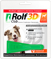 ROLF CLUB 3D капли для собак весом от 10 до 20 кг против клещей и блох (1 пипетка)