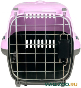 Переноска для животных для авиаперевозок Zooexpress Турне M Авиа с металлической дверцей фиолетовая 48 х 32 х 32 см (1 шт)