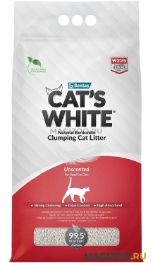 CAT'S WHITE NATURAL наполнитель комкующийся для туалета кошек без ароматизатора (10 л)