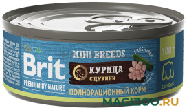 Влажный корм (консервы) BRIT PREMIUM BY NATURE DOG для взрослых собак маленьких пород с курицей и цукини (100 гр)