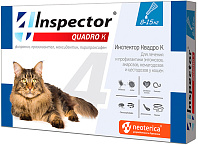 INSPECTOR QUADRO K капли для кошек весом от 8 до 15 кг против внутренних и внешних паразитов  (1 пипетка)