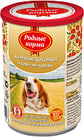 РОДНЫЕ КОРМА для взрослых собак куриные кусочки в соусе по-курски (410 гр)