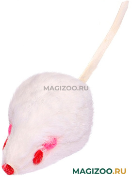 Игрушка для кошек PerseiLine Мышка из натурального меха с кошачьей мятой белая 5 х 2 см (1 шт)