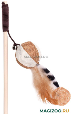 Игрушка для кошек Грызлик Ам дразнилка Шарик ECO с перьями 40 см (1 шт)