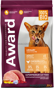 Сухой корм AWARD URINARY для взрослых кошек для профилактики мочекаменной болезни с курицей (1,5 кг)