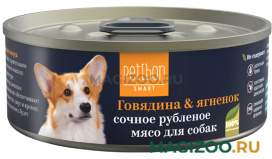 Влажный корм (консервы) PETIBON SMART для собак рубленое мясо с говядиной и ягненком (100 гр)