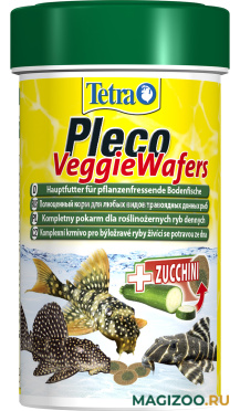 TETRA PLECO VEGGIE WAFERS корм чипсы для растительноядных донных рыб (100 мл)