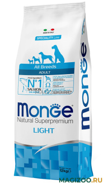Сухой корм MONGE SPECIALITY DOG LIGHT SALMON диетический для взрослых собак всех пород с лососем и рисом (12 кг)