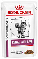 ROYAL CANIN RENAL для взрослых кошек при хронической почечной недостаточности с говядиной пауч (85 гр)