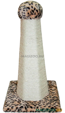 Когтеточка столбик Зооник напольная шестигранная для кошек 30 х 30 х 55 см сизаль бежевый леопард  (1 шт)