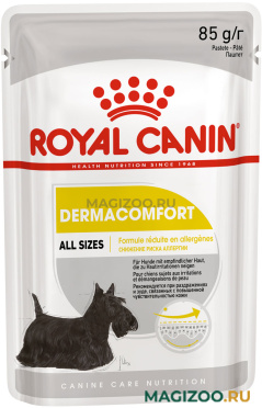 Влажный корм (консервы) ROYAL CANIN DERMACOMFORT для взрослых собак всех пород при аллергии паштет пауч (85 гр)