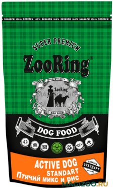 Сухой корм ZOORING ACTIVE DOG STANDART для активных взрослых собак средних и крупных пород с птичьим миксом  (2 кг)
