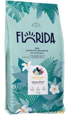 Сухой корм FLORIDA для взрослых кошек с курицей и яблоком (12 кг)