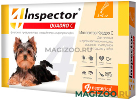 INSPECTOR QUADRO C капли для собак весом до 4 кг против внутренних и внешних паразитов (1 пипетка)