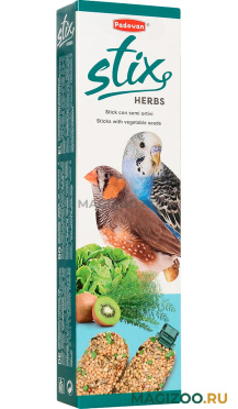 PADOVAN STIX HERBS COCORITE палочки-лакомство для волнистых попугаев и экзотических птиц с травами (80 гр)