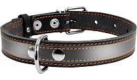 Ошейник кожаный для собак со светоотражающей лентой черный 20 мм 32 - 40 см Collar (1 шт)