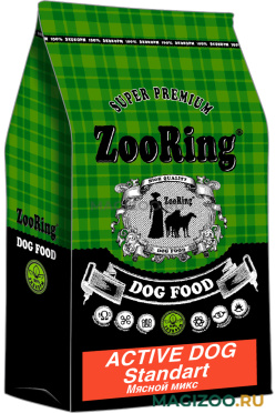 Сухой корм ZOORING ACTIVE DOG STANDART для активных взрослых собак средних и крупных пород с мясным миксом и рисом (10 кг)