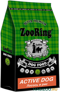 Сухой корм ZOORING ACTIVE DOG для активных взрослых собак средних и крупных пород с лососем и рисом (10 кг)