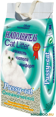 PUSSY-CAT ОКЕАНИЧЕСКИЙ наполнитель впитывающий для туалета кошек с ароматизатором (4,5 л)