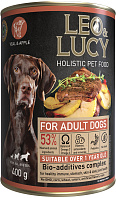 LEO&LUCY HOLISTIC для взрослых собак всех пород паштет с телятиной, яблоками и биодобавками (400 гр)