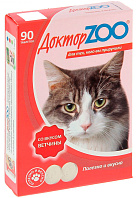 ДОКТОР ZOO мультивитаминное лакомство для кошек со вкусом ветчины и биотином (90 т)