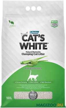 CAT'S WHITE ALOE VERA наполнитель комкующийся для туалета кошек с ароматом алоэ вера (10 л)