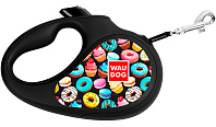 COLLAR WAUDOG R-LEASH Пончики ременной поводок-рулетка для животных 5 м размер M черная  (1 шт)