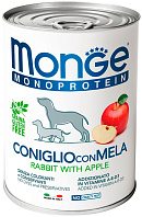 MONGE MONOPROTEIN FRUITS DOG монобелковые для взрослых собак паштет с кроликом и яблоком  (400 гр)