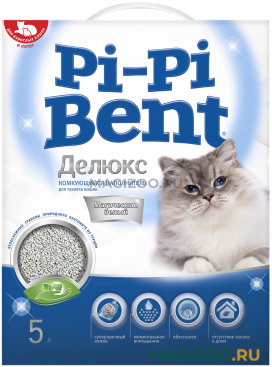 PI-PI BENT ДЕЛЮКС МАГИЧЕСКИЙ БЕЛЫЙ наполнитель комкующийся для туалета кошек (5 л)