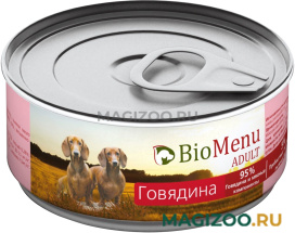 Влажный корм (консервы) BIOMENU ADULT для взрослых собак с говядиной (100 гр)