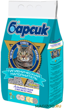 БАРСИК АЛЬПИЙСКАЯ СВЕЖЕСТЬ наполнитель впитывающий для туалета кошек с ароматизатором (4,54 л) 