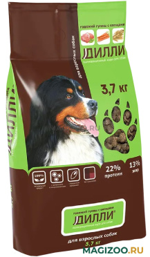 Сухой корм ДИЛЛИ для взрослых собак всех пород с говяжьим гуляшом и овощами (3,7 кг)