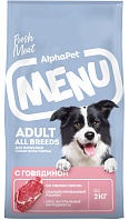 ALPHAPET MENU ADULT ALL BREEDS для взрослых собак всех пород с говядиной (2 кг)