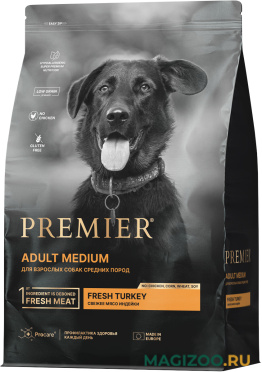Сухой корм PREMIER LOW GRAIN DOG ADULT MEDIUM TURKEY низкозерновой для взрослых собак средних пород с индейкой (1 кг)